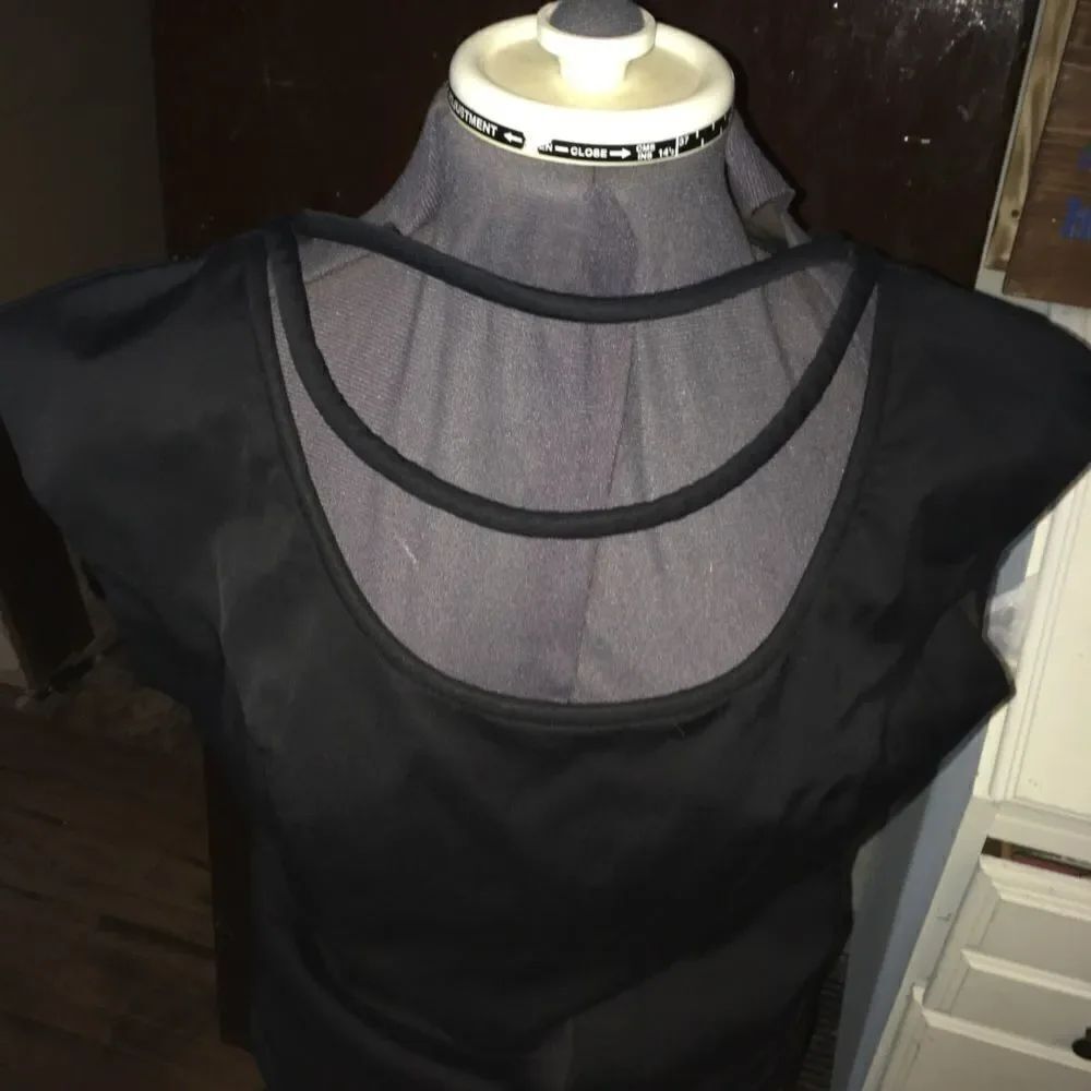 Black Halo chocker little black dress with princess seams